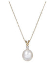 10K Yellow Gold 8mm Pearl and Diamond Necklace