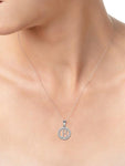 Sterling Silver Polished Initial & Cubic Zirconia Halo Pendant Necklace