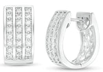 1.00 CT. T.W. Diamond Triple Row Huggie Hoop Earrings